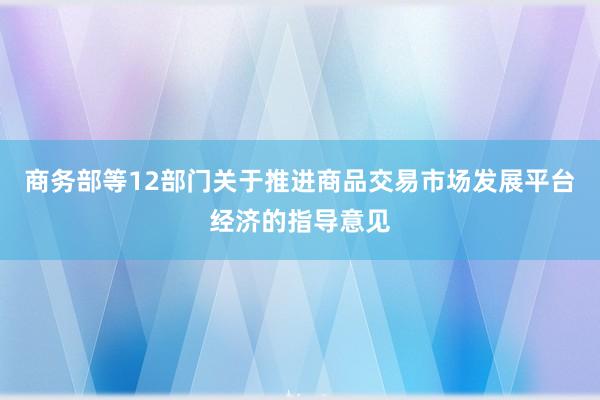 商务部等12部门关于推进商品交易市场发展平台经济的指导意见