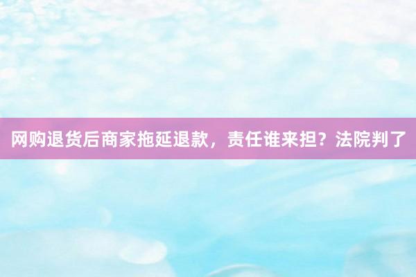 网购退货后商家拖延退款，责任谁来担？法院判了