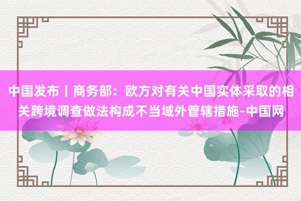 中国发布丨商务部：欧方对有关中国实体采取的相关跨境调查做法构成不当域外管辖措施-中国网