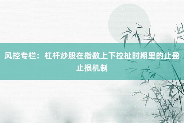 风控专栏：杠杆炒股在指数上下拉扯时期里的止盈止损机制