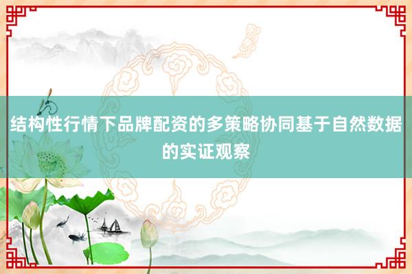 结构性行情下品牌配资的多策略协同基于自然数据的实证观察