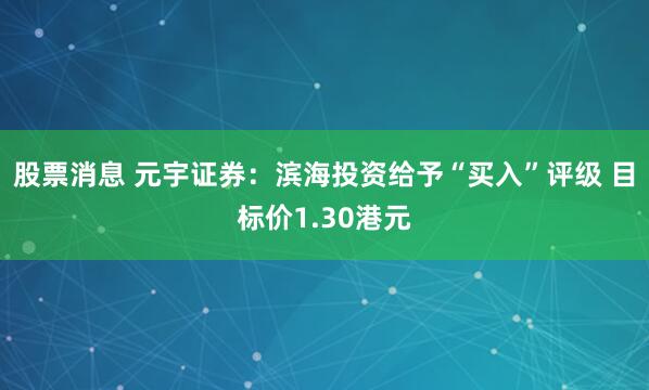 股票消息 元宇证券：滨海投资给予“买入”评级 目标价1.30港元
