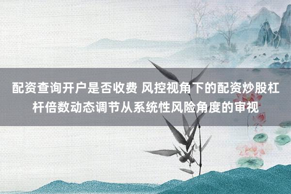 配资查询开户是否收费 风控视角下的配资炒股杠杆倍数动态调节从系统性风险角度的审视