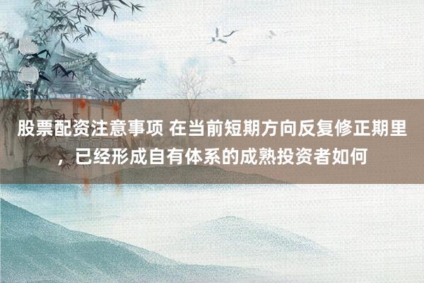 股票配资注意事项 在当前短期方向反复修正期里，已经形成自有体系的成熟投资者如何
