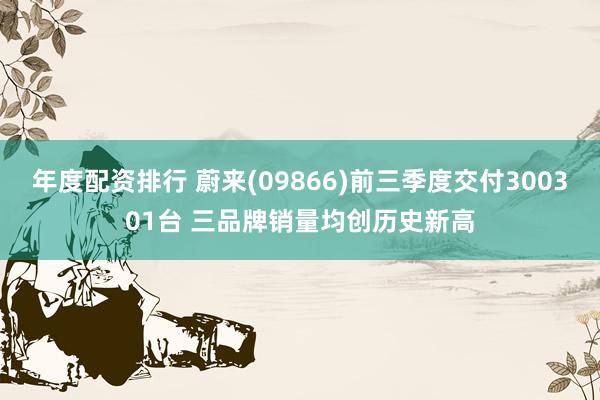年度配资排行 蔚来(09866)前三季度交付300301台 三品牌销量均创历史新高